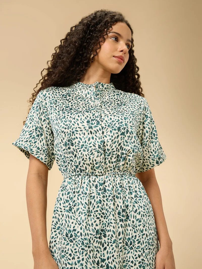 Outzidr  Multi Half Sleeved Buttondown Dress for Women | Best Price UAE